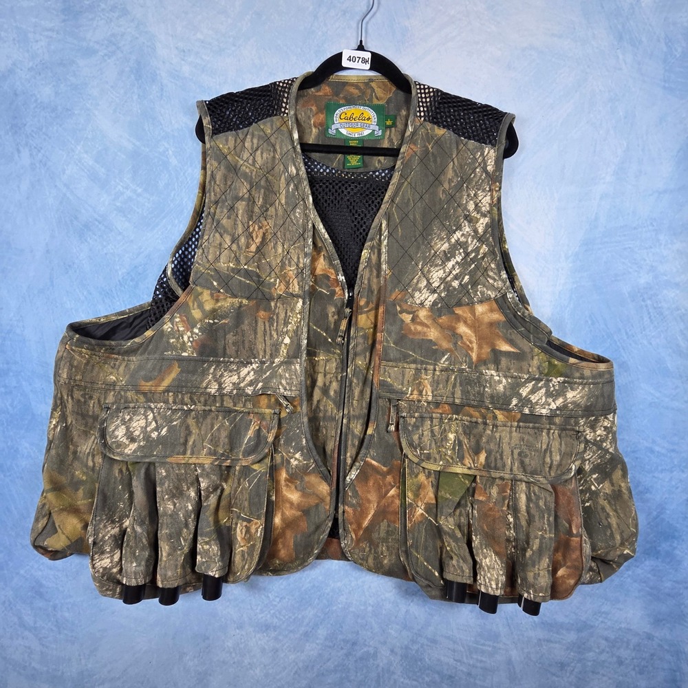 Cabelas Mens Camo Hunting Vest Large Mossy Oak Break-Up Mesh Game Bag Utility